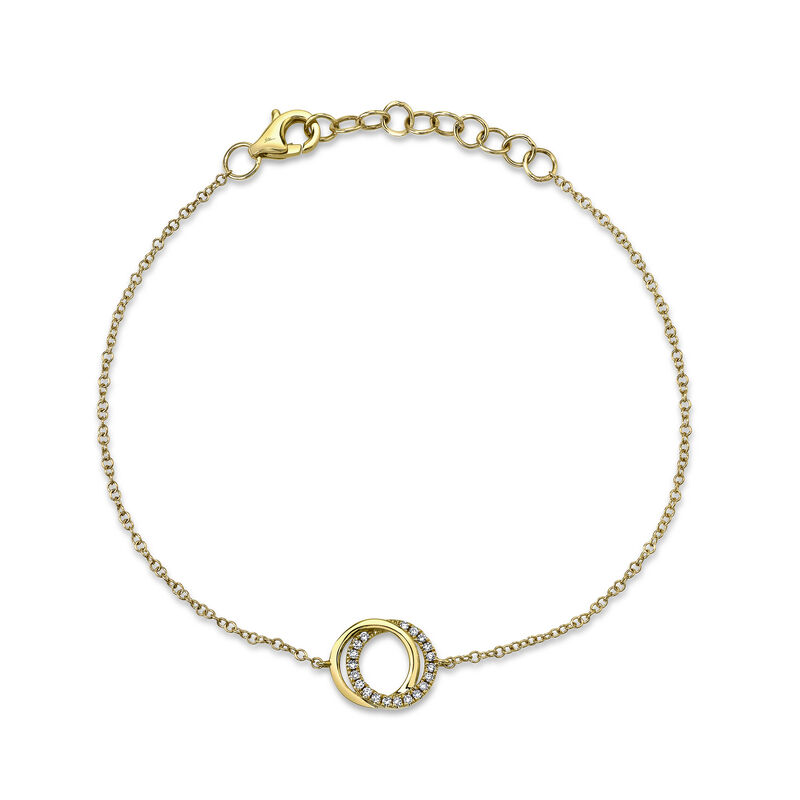 Diamond Love Knot Circle Bracelet in 14k Yellow Gold image number null